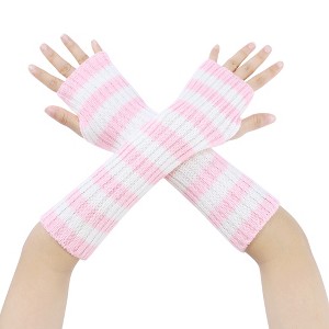 INSPIRE CHIC Women's Elastic Knit Winter Half Finger Thumb Hole Y2K Sleeves Gloves for Christmas Windproof 1 Pair - 1 of 4