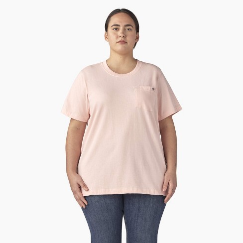 Dickies Women's Plus Heavyweight Short Sleeve Pocket T-Shirt, Lotus Pink  (LO2), 1PS