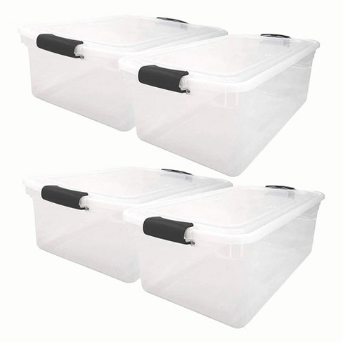 Rubbermaid Cleverstore 41 Quart Plastic Tote Container Bin With Latching  Lid And Handles For Reusable, Stackable Home Office Storage, Clear (8 Pack)  : Target