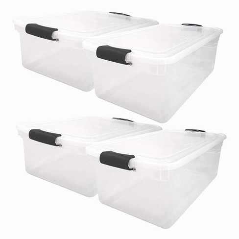 Rubbermaid Cleverstore 95 Quart Clear Plastic Storage Container & Lid, (4  Pack)