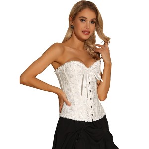 Allegra K Women's Victorian Style Strapless Lace Up Bustier Top - 1 of 4