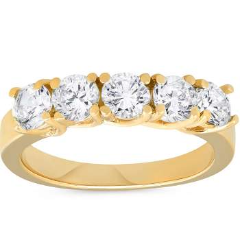 Pompeii3 1 1/2ct Real Diamond Wedding Anniversary 14K Yellow Gold Ring