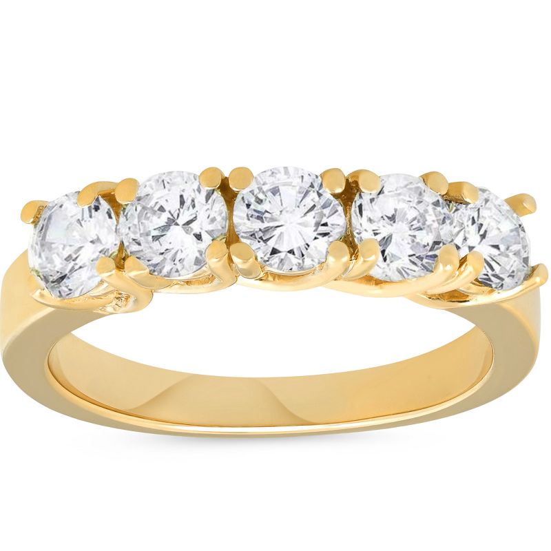 Pompeii3 1 1/2ct Real Diamond Wedding Anniversary 14K Yellow Gold Ring, 1 of 5
