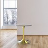 LeisureMod Dining Table with a Round White Resin Tabletop and Brushed Gold Stainless Steel Pedestal Base Verve Collection - image 2 of 4