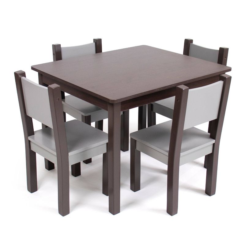 5pc Sumatra Modern Toddler Table and 4 Chairs Set Espresso/Gray - Humble Crew, 1 of 5