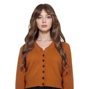 Alilang Long Wavy Hair Wig for Women with Bangs Heat-Resistant Curly Synthetic Wig for Daily and Party Use - 1 of 4
