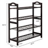 SEVOBAL 4 Tiers Large Bamboo Storage Organizer 4 Tier Shoe Shelf 12-Batten 16-Pair Shoes Stackable Cabinet for Living Room, Brown, 29.53"*10.43"*3.94" - 3 of 4