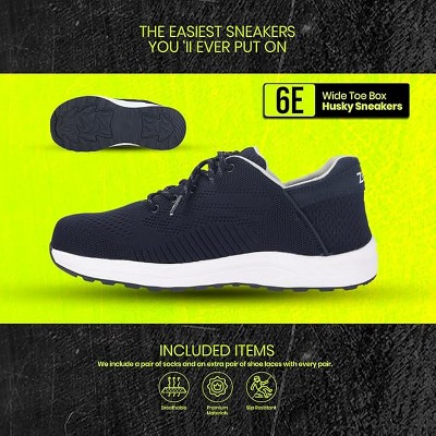 ZEBA Men's Hands Free Slip on Husky Walking Sneakers (Blue, 10 XX-Wide) — фото 6