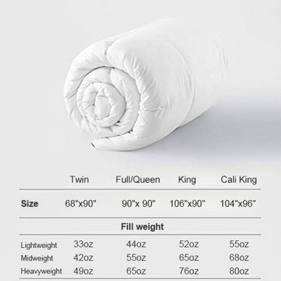 King Size White Cotton Duvet Insert with Feather Down Fill
