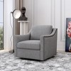 360° Swivel Armchair, Cotton Linen Upholstery, Brass Nail Details, Ergonomic Design, Wooden Legs, Comfortable Living Room Chair - 2 of 4