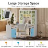 PAGED L-Shaped Computer Desk with 2 Cabinets and 2 Drawers, 11 Open Shelves and 1 Right Flip Shelf with Storage, with Power Outlet, White - 4 of 4