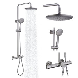 CASAINC 3-Spray Patterns 9 Inches Thermostatic Shower Faucet Wall Mount Dual Shower Heads and Tub Faucet - 1 of 4
