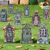 Joyfy 9 Pcs 16" Halloween Tombstones Outdoor Cemetery Decor, Yard Lawn Graveyard Plastic Headstones with 18 Metal Stakes for  Party Prop Supplies - 2 of 4