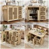 53.2" 3D Woven Checkerboard Pattern Kitchen Island on Wheels, with Drop Leaf, Internal Storage Rack, Power Outlet, 3 Drawers & 2 Cabinets - 3 of 4