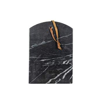 Arched Rectangle Cutting Board Black Marble & Leather by Foreside Home & Garden
