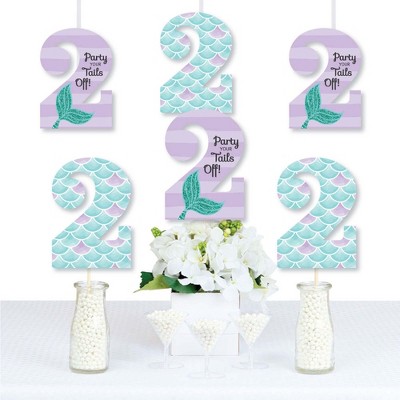 Big Dot of Happiness 2nd Birthday Let's Be Mermaids - Two Shaped Decorations DIY Second Birthday Party Essentials - Set of 20