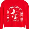 Peanuts Wake Up And Chase Dreams Cropped Long Sleeve T-Shirt - Red - Large - 2 of 3