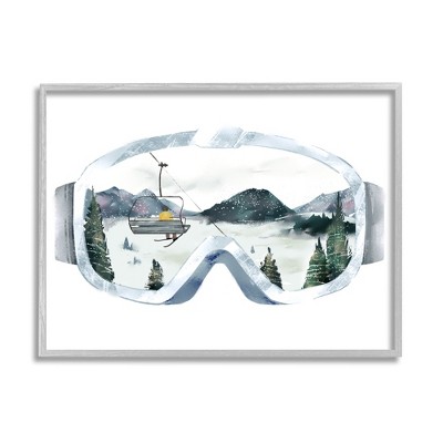 Stupell Industries Ski Mountain Reflection in Sports Goggles Winter Forest