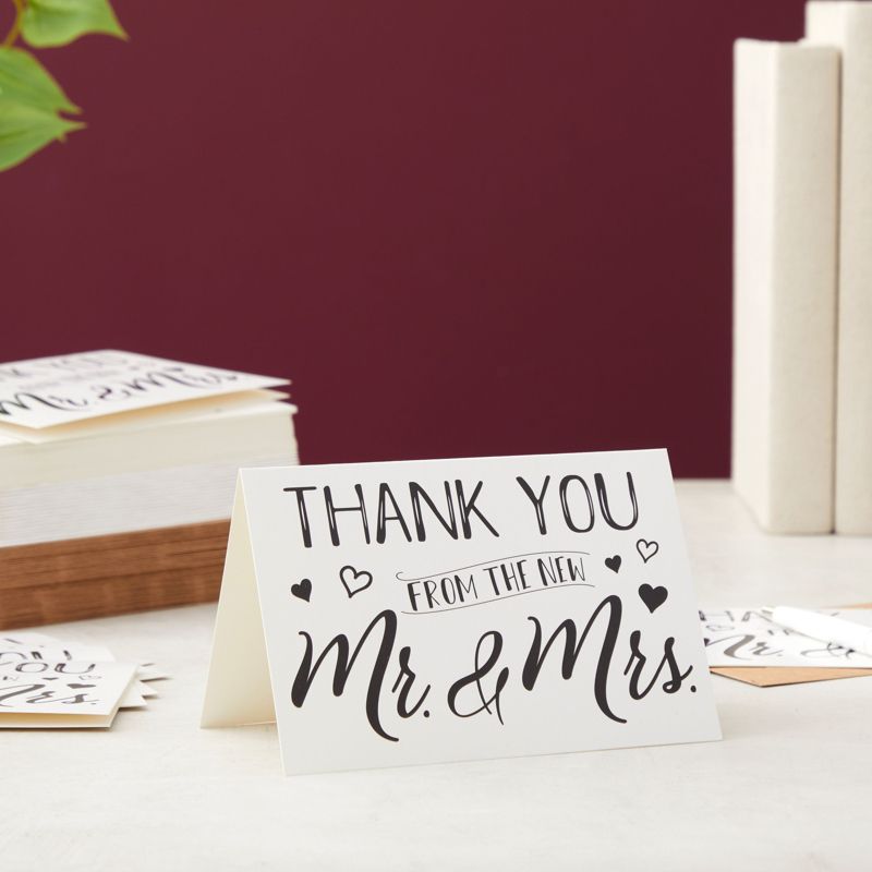 Paper Junkie 120 Pack Wedding Thank You from the New Mr and Mrs Cards Bulk with Kraft Brown Envelopes for Weddings, Showers, 4x6 In, 2 of 9