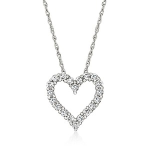Ross-Simons 0.25 ct. t.w. Diamond Open-Space Heart Pendant Necklace in 14kt White Gold - 1 of 4