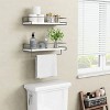 Itopfox White Floating Shelves for Bathroom Organizer Over Toilet, Wall Mounted with Towel Rack, Corner Shelf for Room, etc.(White-Dark Grey, 2-Pack) - 2 of 4