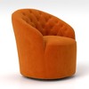 SEYNAR Modern Velvet Upholstered 360 Degree Swivel Barrel Chair with Button Tufted Back Set of 2 - 3 of 4
