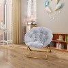 Emma and Oliver Kid's Folding Saucer Chair with Cozy Faux Fur Upholstery and Metal Frame for Playroom, Bedrooms, Nursery and More - 2 of 4