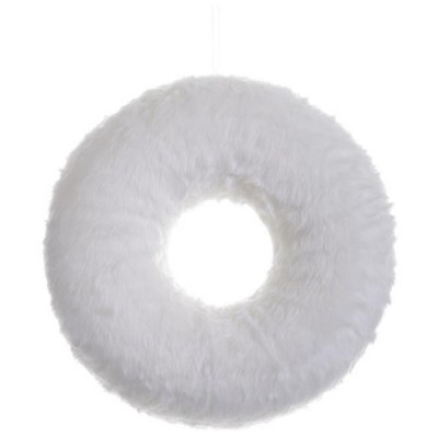 Allstate 24" Unlit White Faux Fur Artificial Christmas Wreath