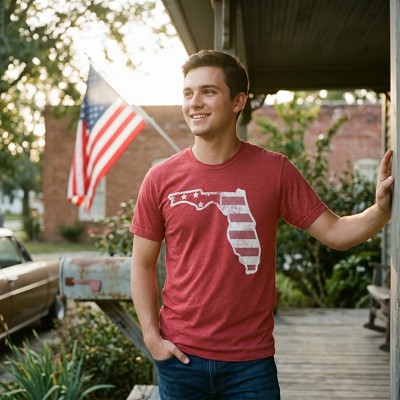 Мужские футболки Crazy Dog T-Shirts, Inc. Mens Funny T Shirts American Flag Florida Awesome Fourth Of July Tee for Men - Crazy Dog Men's T Shirt For Fourth Of July Red L — фото 3