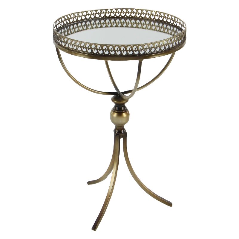 Metal and Glass Round Pedestal Table Gold - Olivia & May, 4 of 21