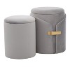 Sapphtopaz 2PCS Modern Nesting Ottoman Set with Storage Velvet Upholstered Pouf with Gold Metal Accent Small Foot Stool for Living Room,Entryway - 2 of 4