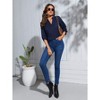 Clearlove Women's V-Neck Long Sleeve Shirt with Roll-Tab Sleeves - 3 of 4