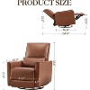 Acekool Swivel Recliner Chair with Steel Base, 360 Degree Rocker Recliner with Footrest, PU Upholstered Lounge Chair for Living Room Bedroom Nursery - 3 of 4