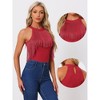 Allegra K Women's Party Neck Fringe Trim Sleeveless Halter Bodysuit - 2 of 4