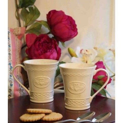 SET OF 2 BELLEEK CLADDAGH MUGS