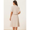 Allegra K Women's Short Sleeve Blazer and Summer Dressy Business Casual Skirt Suit Set - 3 of 4