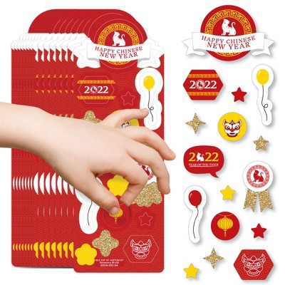 Big Dot of Happiness Chinese New Year - 2022 Year of the Tiger Favor Kids Stickers - 16 Sheets - 256 Stickers