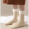 Anna-Kaci Women's 3-Pair Plush Cuffed Crew Socks Soft Knit Ribbed Design Comfortable Everyday Wear - 3 of 4