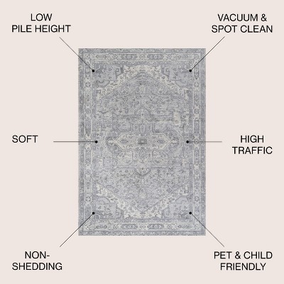 Light Gray/Ivory Synthetic Reversible Rectangular Runner Rug