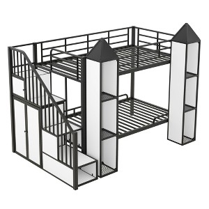 TiramisuBest Black Full XL Over Queen Metal Bunk Bed with Ladder and Slats Support - Ideal for Adults and Teens, Sturdy and Easy to Assemble - 1 of 4