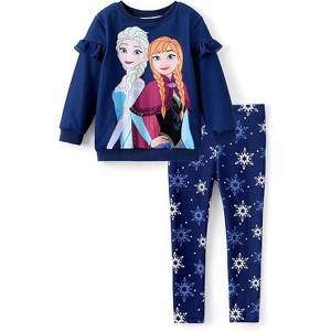 PATPAT Disney Frozen Toddler Girl Outfits Long Sleeve Shirt and Pocket Pant Clothing Sets Fall Casual Pullover Dailywear - 1 of 4
