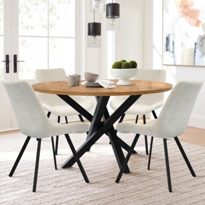 Kourtney Modern Dining Chair for 4, Custom-made Upholstered Side Chair With Black Legs (Set of 4)-Maison Boucle - 1 of 4