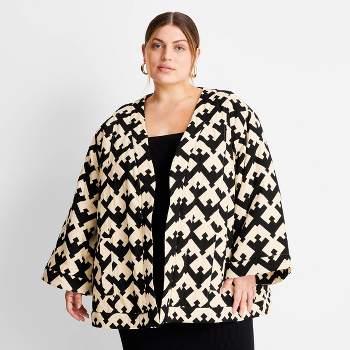 Women's Geo Print Oversized Quilted Jacket - Future Collective™ with Jenny K. Lopez Black/Cream