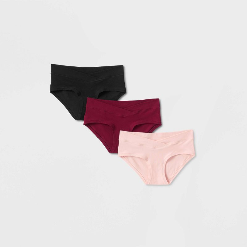Maternity 3pk Under the Belly Maternity Hipster Underwear - Auden™ Pink/Maroon/Black, 1 of 8