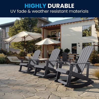 Savannah Light Gray Poly Resin Rocking Adirondack Chair
