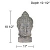 John Timberland Meditating Buddha Head Statue Sculpture Garden Decor Outdoor Front Porch Patio Yard Outside Home Gray Faux Stone 18 1/2" Tall - 4 of 4