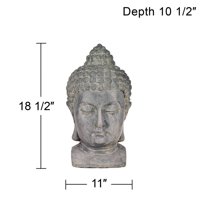John Timberland Meditating Buddha Head Statue Sculpture Garden Decor Outdoor Front Porch Patio Yard Outside Home Gray Faux Stone 18 1/2" Tall, 5 of 9