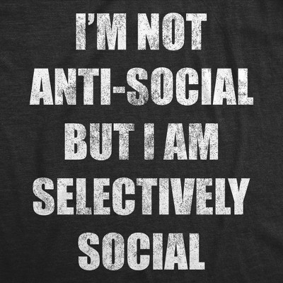 Мужские футболки Crazy Dog T-Shirts, Inc. Mens Funny T Shirts Im Not Anti Social But Im Selectively Social Sarcastic Graphic Novelty Tee for Men - Crazy Dog Men's T Shirt for Introverts L — фото 2