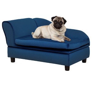 Skyzone Small Pet Sofa Bed with 2" Soft Foam & 23L Hidden Storage, Arched Arm Tufted Design, Pale - 1 of 4