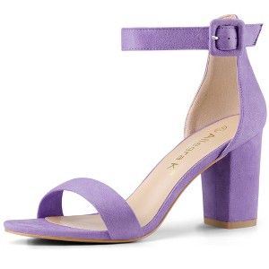 Allegra K Women's Back to College Open Toe Ankle Strap Chunky Heel Sandals - 1 of 4